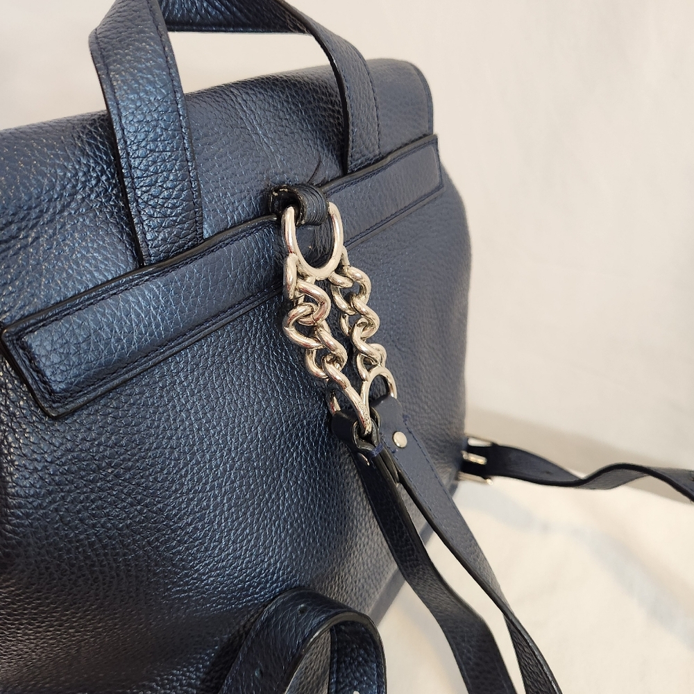 Coach Navy Leather Drawstring Backpack - Picture 4 of 7